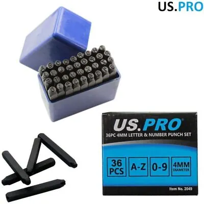 Us Pro 36pc 4mm Large Letter And Number Punch / Metal Stamp Security Set 2049 • £11.99