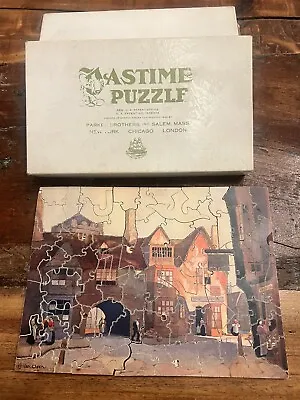 Vintage 1932 Parker Brothers Pastime Puzzle Wooden Pieces Complete In Box Jigsaw • $89.99