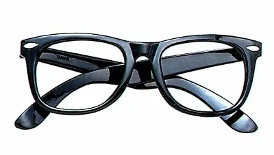 Retro Nerd Fashion Unisex Eyewear NO LENS Fake Eye Glasses Black Frame Halloween • £3.74