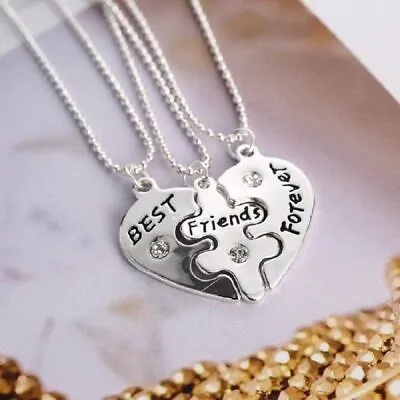 Link Chain Pendants Necklace-Best Friend Forever Heart Necklaces Pendant 3pc/Set • $11.64