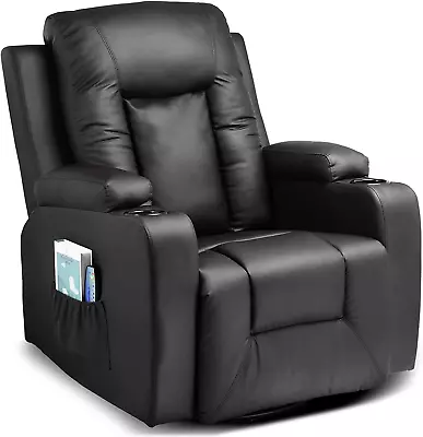 Leather Rocker Recliner Chair Modern Heated Massage Ergonomic Lounge Swivel 360° • $345.99