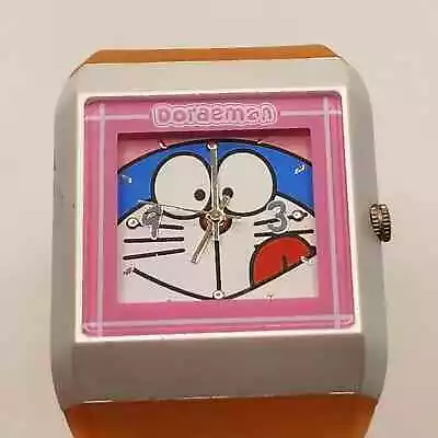 Runs Doraemon 38mm  Square Tank Orange Band Watch Animation International VTG • $35.99