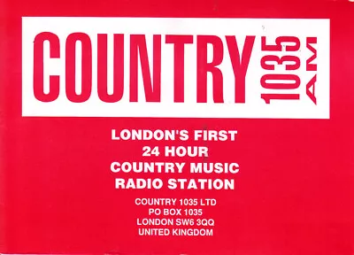 1994 QSL: Country 1035 AM London United Kingdom • $2