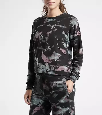 ATHLETA WOMEN'S MARINE BLACK LONG SLEEVE BALANCE PULLOVER SWEATSHIRT Sz S • $32.99