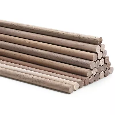 24 Pcs Wooden Dowel Rods Walnut Sticks Dowels For Crafts Round Unfinished • $28.80