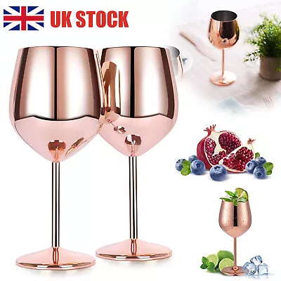 2PCS Stainless Steel Wine Glasses Cocktail Glasses Set Unbreakable Wine Goblet • £13.96