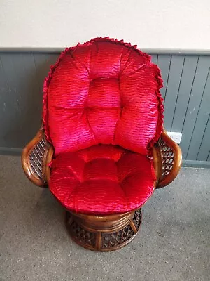 Vintage Retro Bamboo Cane Swivel Egg Chair Daro Brand Free Cushions  • £55