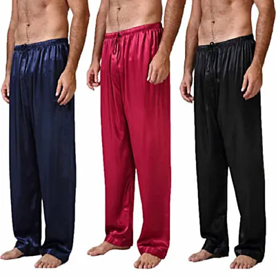 Men's Silk Satin Pajamas Pants Loose Sleep Bottoms Nightwear Sleepwear Trousers • $8.93