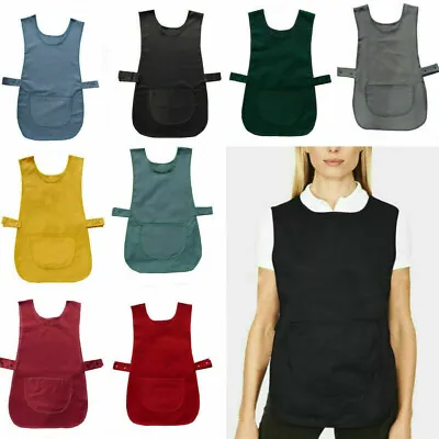 £5.95 • Buy Ladies Women Tabard Apron Overall Kitchen Catering Cleaning Bar Plus Size Pocket