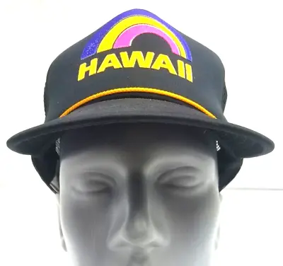 VTG 80s Hawaii Rainbow Foam Meshback Snapback Trucker Hat Hawaiian Headwear • $14.99