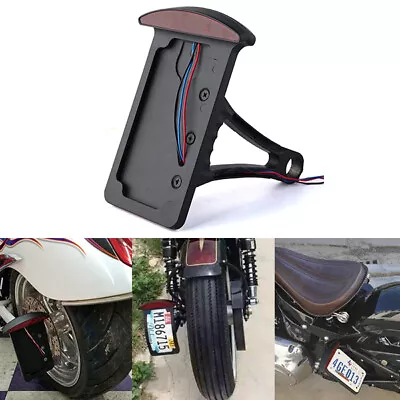 Motorcycle Side Mount Tail Light License Plate Bracket For Harley Chopper Bobber • $46.15