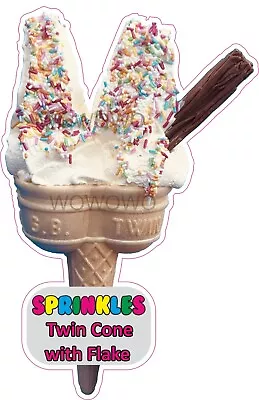 Ice Cream Van Sticker Ice Cream Cone Flake Whippy Sprinkles Decal See Variations • £3.95