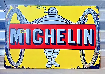 Distressed Look Michelin Man Tires Sign 8 X12  Smoking Cigar • $10.97