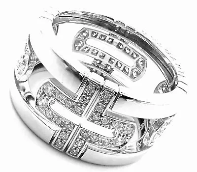 $3673.50 • Buy Authentic! Bulgari Bulgari Parentesi 18k White Gold Diamond Band Ring Size 7.5