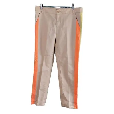 Anthropologie Cartonnier Womens Straight Leg Pants Beige Orange Color Block 6 • $29.95