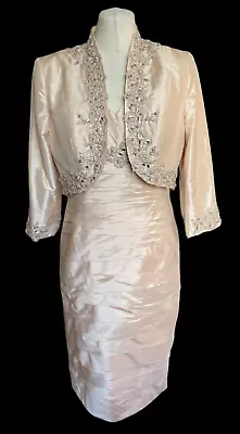 Ian Stuart Mother Of The Bride Dress & Jacket 100% Silk Pale Pink Occasion UK 14 • £99