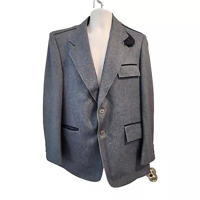 Vintage 60s Madonna Inn Mens Blue Tailored Suit Jacket Sports Coat L Uniform 44 • $259.97