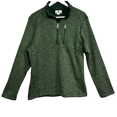 Woolrich Mens Green Angler 1/4 Zip Large Green Fleece Sweater • $21.99