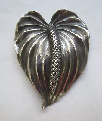 Vintage Ming's Hawaii Sterling Anthurium Brooch LRG SZ • $185