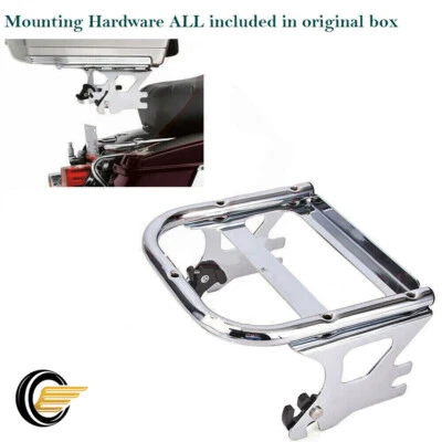 $37.50 • Buy Chrome Detachable 2-up Tour Pak Mounting Luggage Rack For Harley FLHR FLTR 97-08