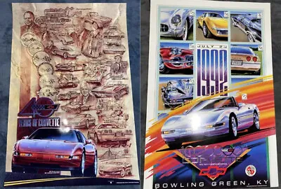 Lot Of 2 Vintage 1992 Chevy Motor Division Corvette Posters GM 24” X 36” • $27.99