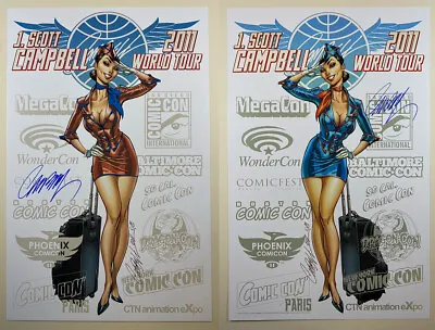 J SCOTT CAMPBELL  Signed  2011 CONVENTION TOUR SET 11  X 17  ART PRINT - RARE! • $94.99