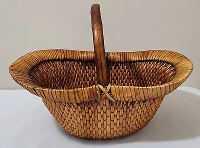 Antique Early 20th Century Handwoven Primitive Asian Grain Harvest Basket • $149.99