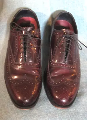 Vintage Florsheim Burgundy Wine Leather Mens Wing Tip Oxford Shoes Size 9D Med • $20