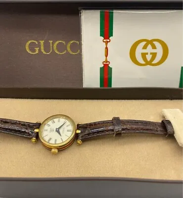 Gucci Watch Ladies 23mm Round Quartz White Dial Swiss Made Vintage . • $162.99