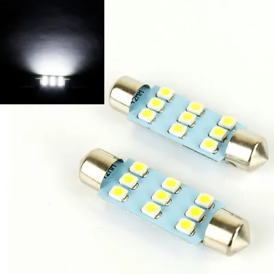 2 Pc White Dome Led Lights Interior Car Light Bulb Festoon Map Lamp 3x3 S2 • $6.88