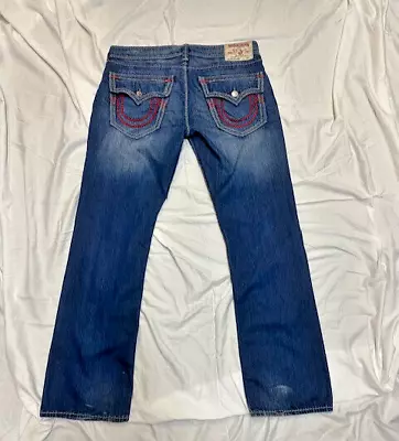 True Religion Jeans Red Stitch Mega T Straight Men's Size 36 X 34 Inseam • $89.99