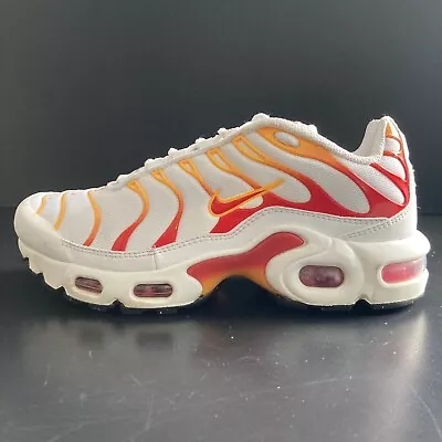 Nike Air Max Plus TN GS Size 4Y 'White Lava' Orange Blaze Running Shoes • $69.95