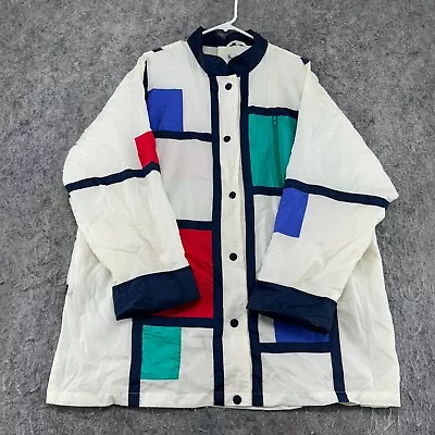 VTG Dani Colby Jacket Mens 2XL White Color Block Windbreaker Rain Coat 90s • $26.95