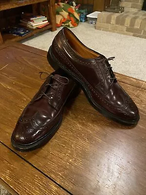 Vintage Florsheim Imperial Shell Cordovan Size 8.5 C Wingtips V-cleat 5 Nail • $125
