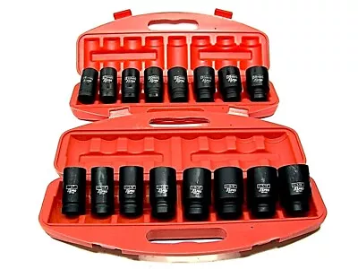 18pc 3/4  Drive Deep Air Impact Sockets Axle Nuts Remover Installer Sae & Metric • $98.64