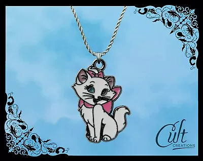 Aristocats Marie Sterling Silver / Faux Leather Necklace With Metal Enamel Charm • $12.27