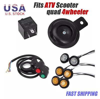 Handlebar Thumb Switch LED Turn Signal&horn Kit Fit ATV Scooter Quad 4wheeler US • $17.85