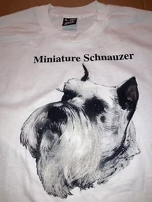 Vintage:  NOS Miniature Schnauzer  Medium White T-Shirt. Single Stitch.  USA. • $24.50