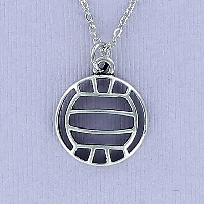 VOLLEYBALL Necklace On Chain Or Charm Only - Pewter Open Game Beach Court Serve • $12