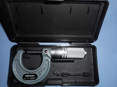 Mitutoyo 103-135 Outside Micrometer Carbide Tip 0-1  .0001 Grad W/case & Wrench • $50