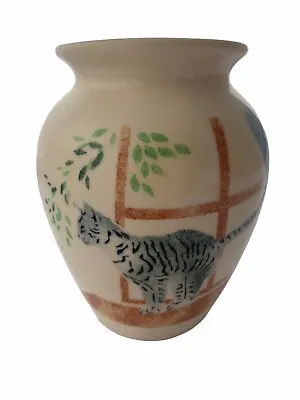 $11.98 • Buy Jane And Stephen Baughan Pottery Vase Cat Mouse Aston England Handpainted 5.5 A1