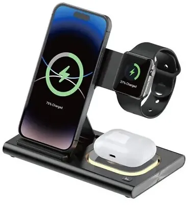 3In1 Wireless Charger Dock Charging Stand For Apple Watch IPhone 15 14 13 Pro 12 • £15.99