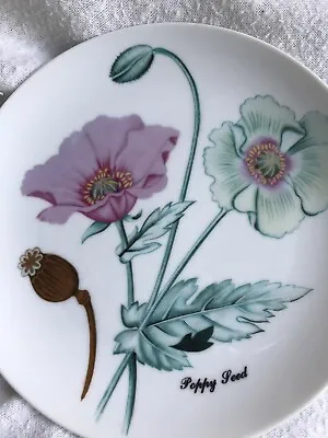 HORCHOW Japan Poppy Plant BOTANICAL Painting HERB SEED 7 5/8  China PLATE • $10