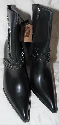 $145 • Buy Harley Davidson Women's Black Leather High Heel Studded Ankle Boots Size 8