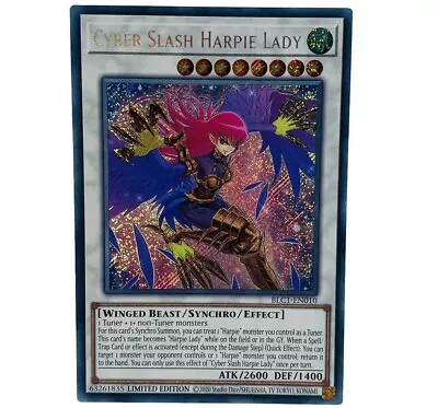 YUGIOH Cyber Slash Harpie Lady BLC1-EN010 Secret Rare Card Limited Edition MINT • £3.99