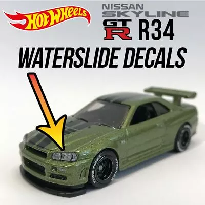 1/64 NISSAN GTR R34 Custom Waterslide Decals Headlight Taillight R35 Hot Wheels • $4.99