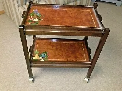 Hand Painted Tea Cart**floral And Fruit Themes**two Trays • $295