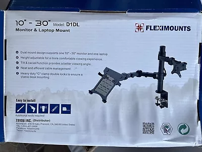 $39.99 • Buy DUAL ARM  MONITOR  And Laptop DESK MOUNT BRACKET ARTICULATING SWIVEL  SPRING