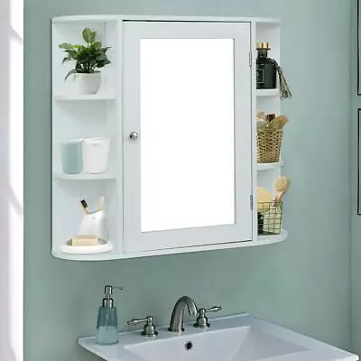 White Door Wall Hanging Medicine Cabinet Bathroom Storage Shelf Organizer • $45.95