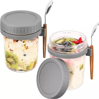 2 Pack Glass Mason Jars With Spoon • £16.99